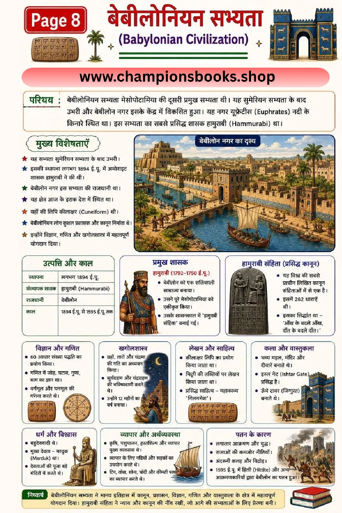8. Babylonian Civilization Notes for Grade 6 – Hindi Chart