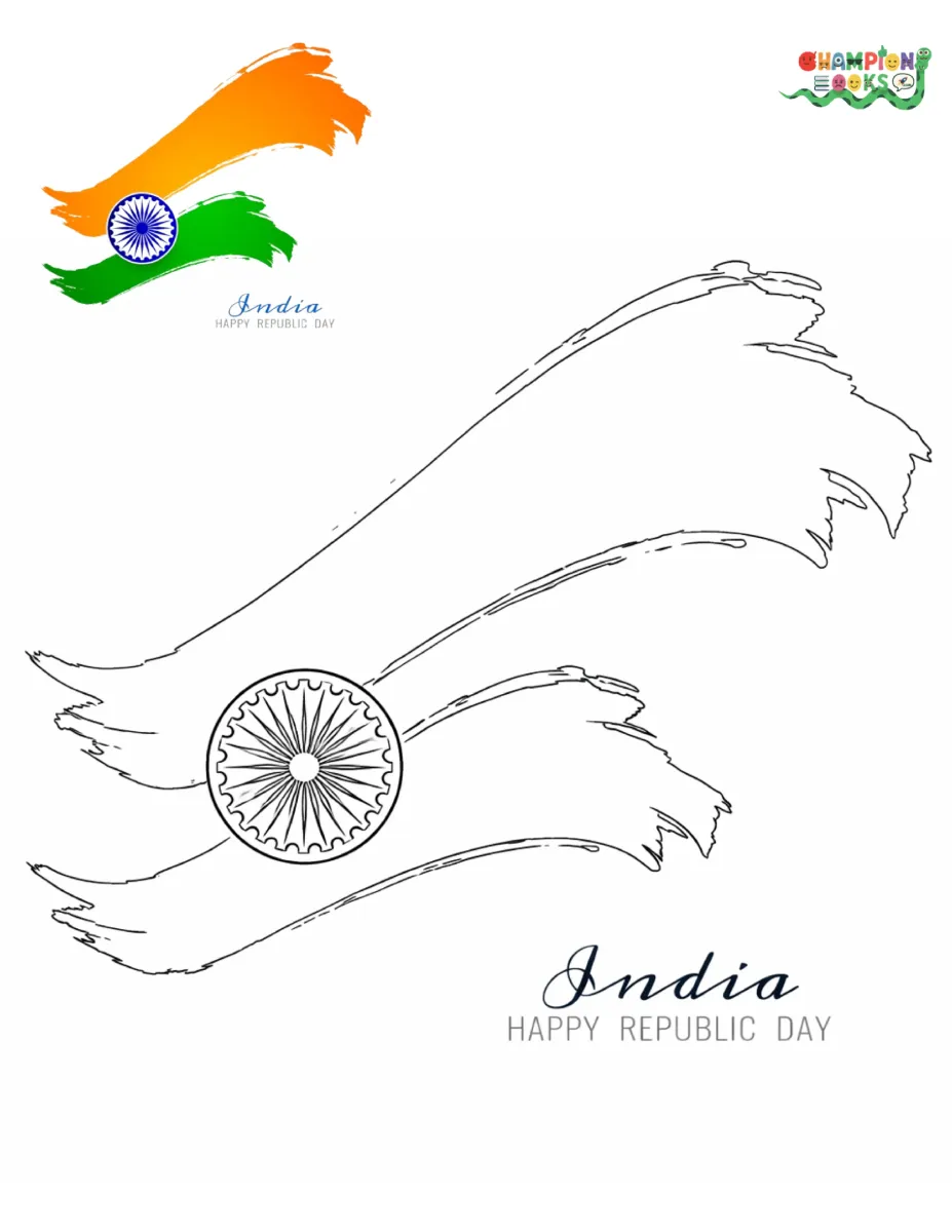Happy Republic Day Tricolor Coloring Worksheet for Kindergarten Kids