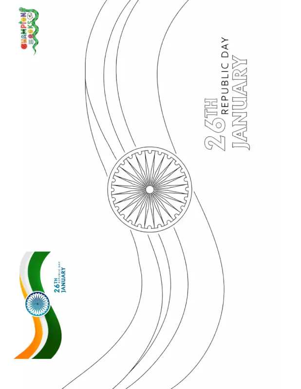 Republic Day Coloring Worksheet for Kindergarten Kids (26 January)
