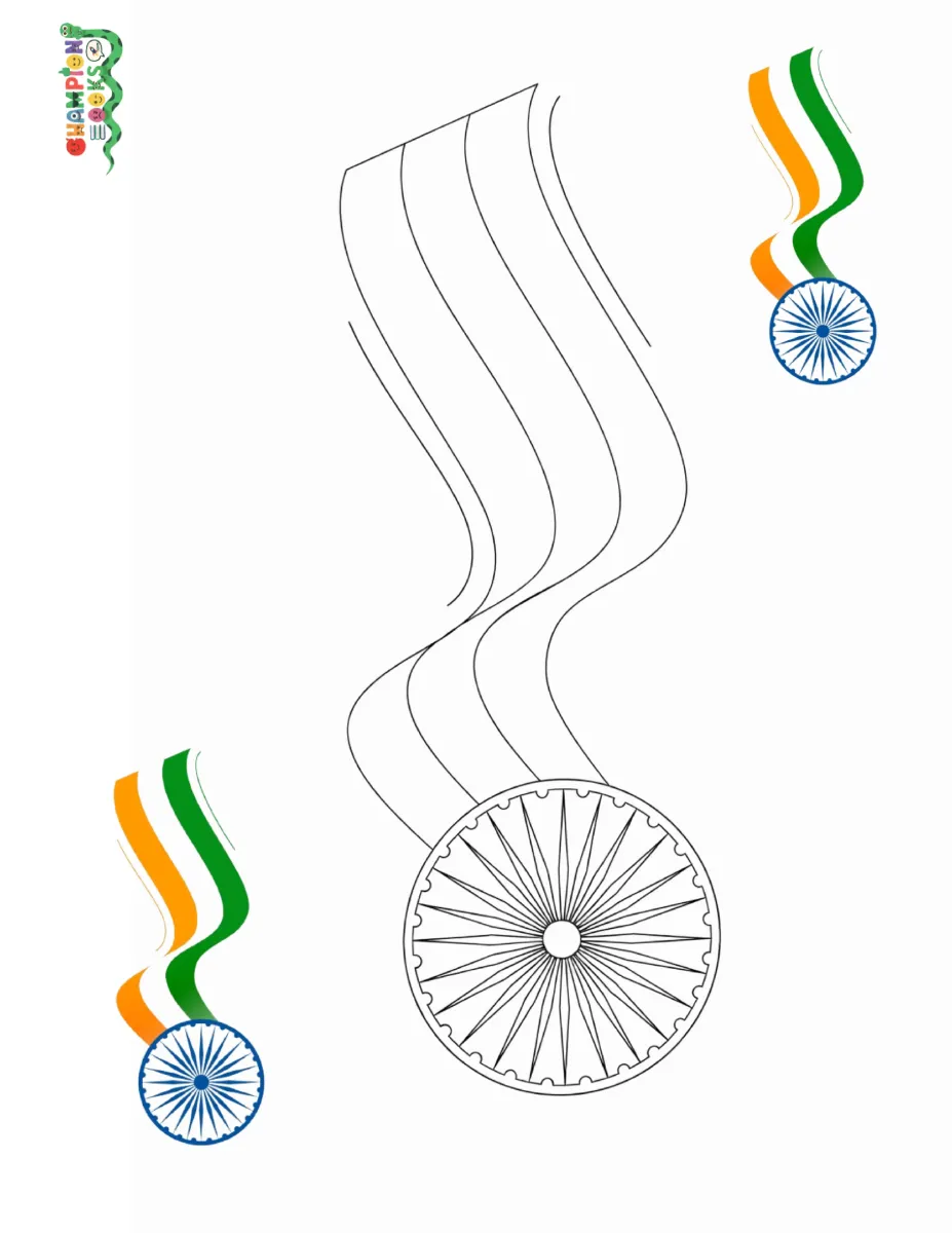 Republic Day Tricolor Ribbon Coloring Worksheet for Kindergarten Kids