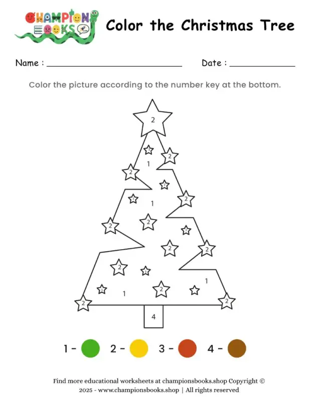 Color the Christmas Tree Worksheet