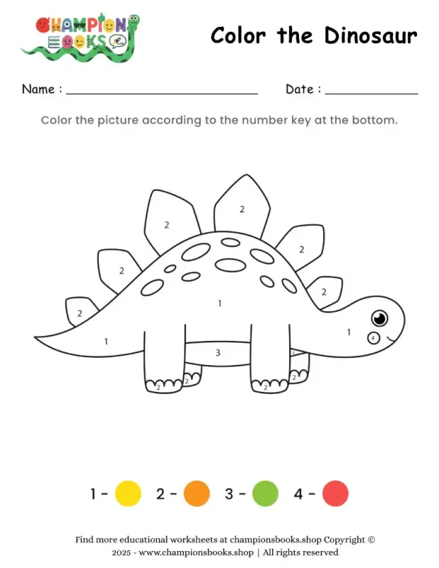 Color the Dinosaur Worksheet 2