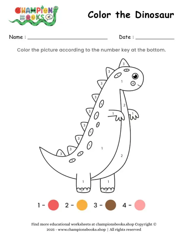 Color the Dinosaur Worksheet 6