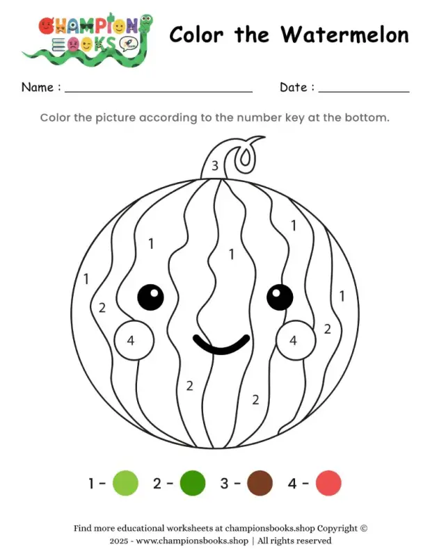Color the Watermelon Worksheet