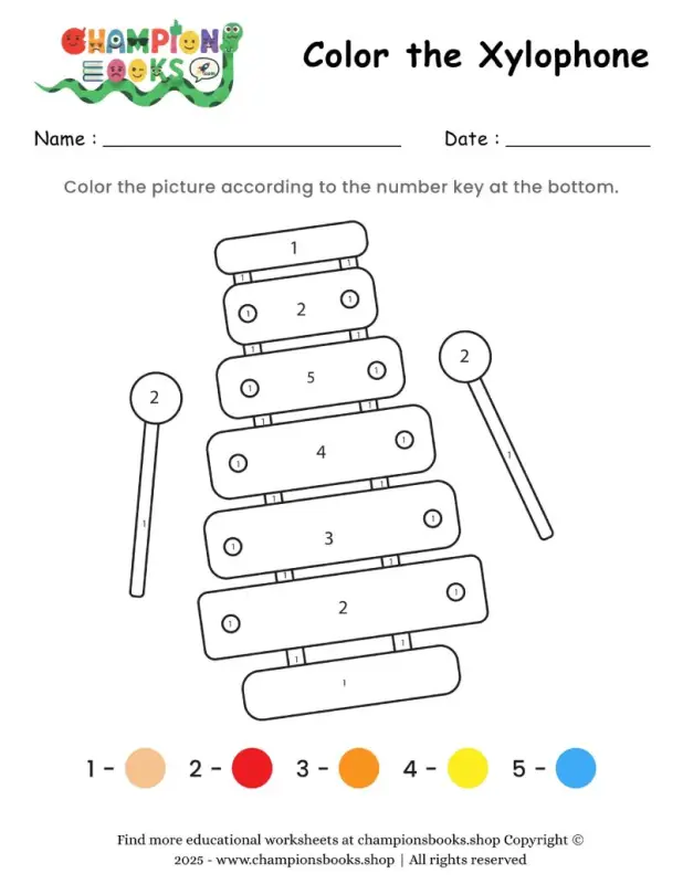 Color the Xylophone Worksheet