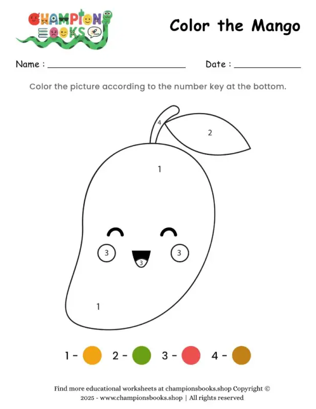Color the Mango Worksheet