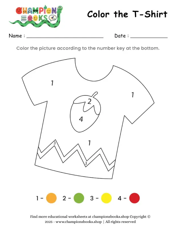 Color the T-Shirt Worksheet