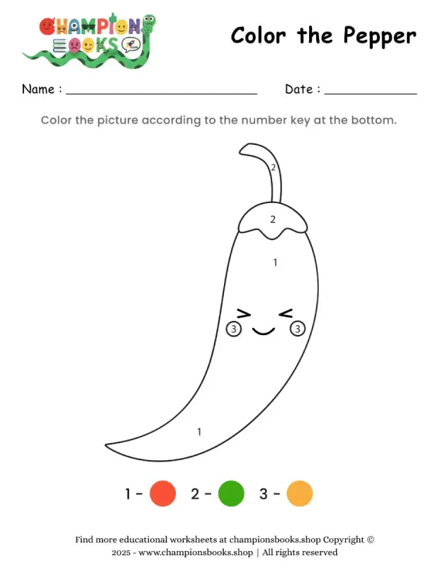 Color the Pepper Worksheet