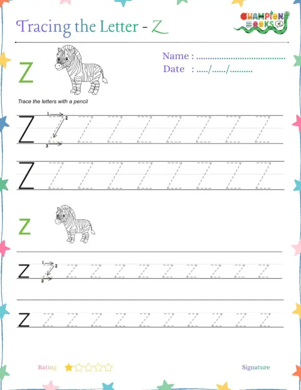 Tracing the Letter Zz