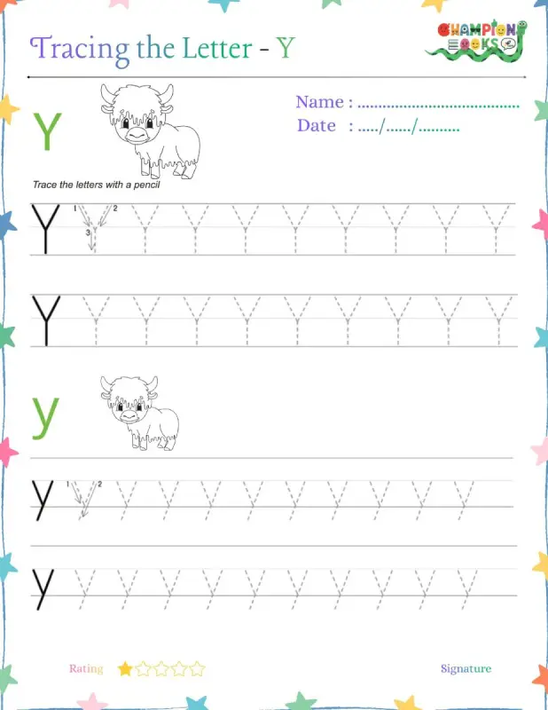 Tracing the Letter Yy