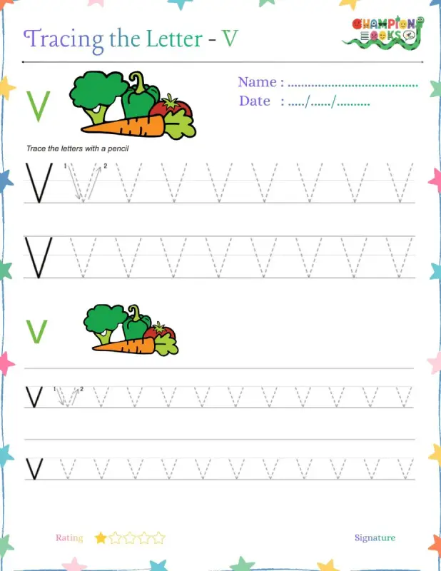 Tracing the Letter Vv