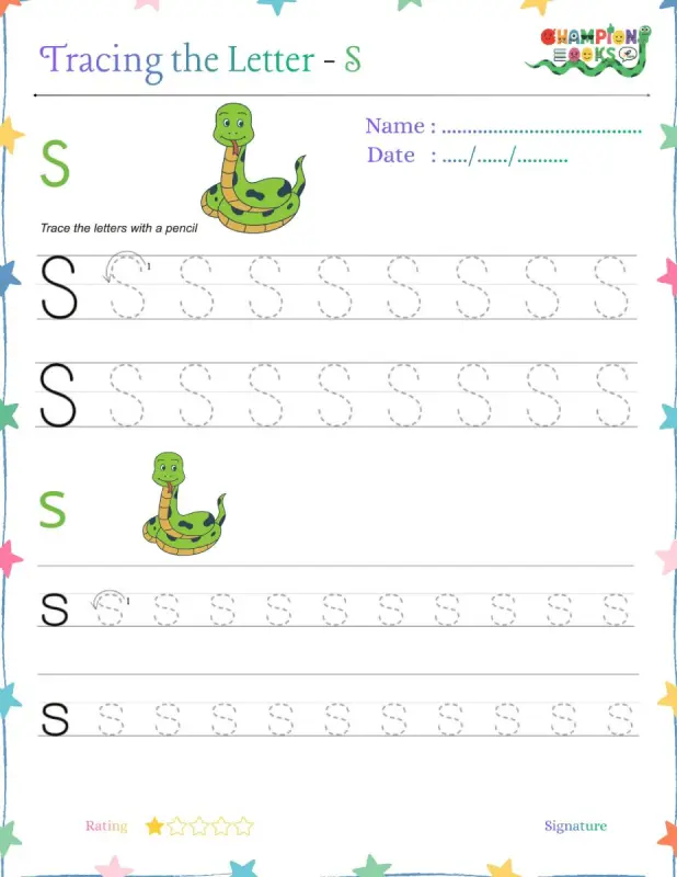 Tracing the Letter Ss