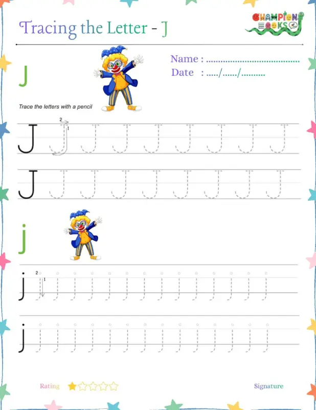 Tracing the Letter Jj