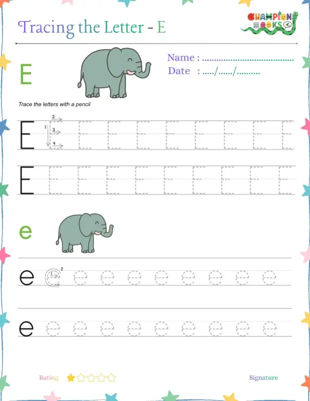 Tracing the Letter Ee