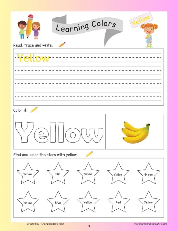 Learn the Color Yellow: Tracing & Coloring Worksheet