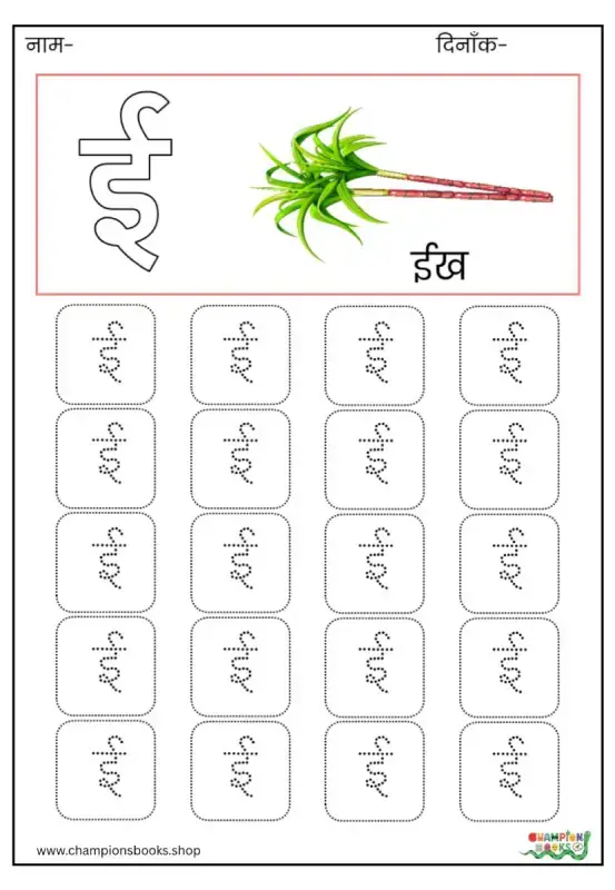 ई Letter Tracing Worksheet
