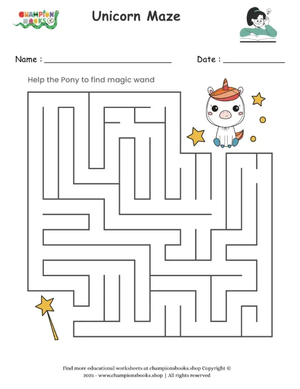 Unicorn Maze worksheet