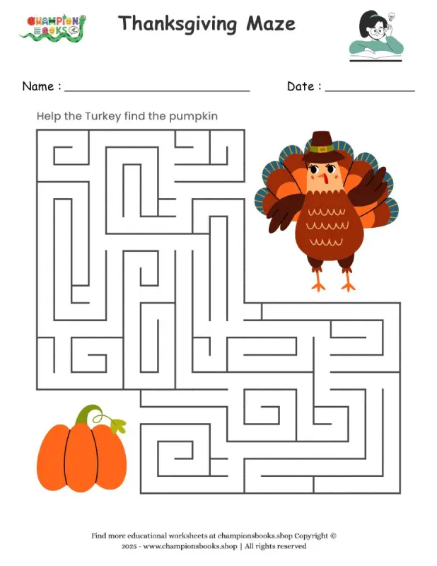 Thanksgiving Maze worksheet