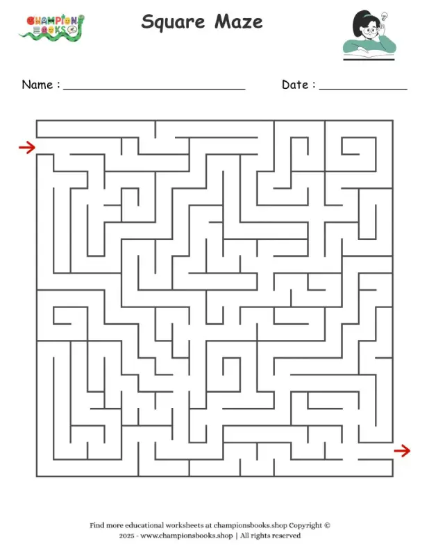 Square Maze worksheet