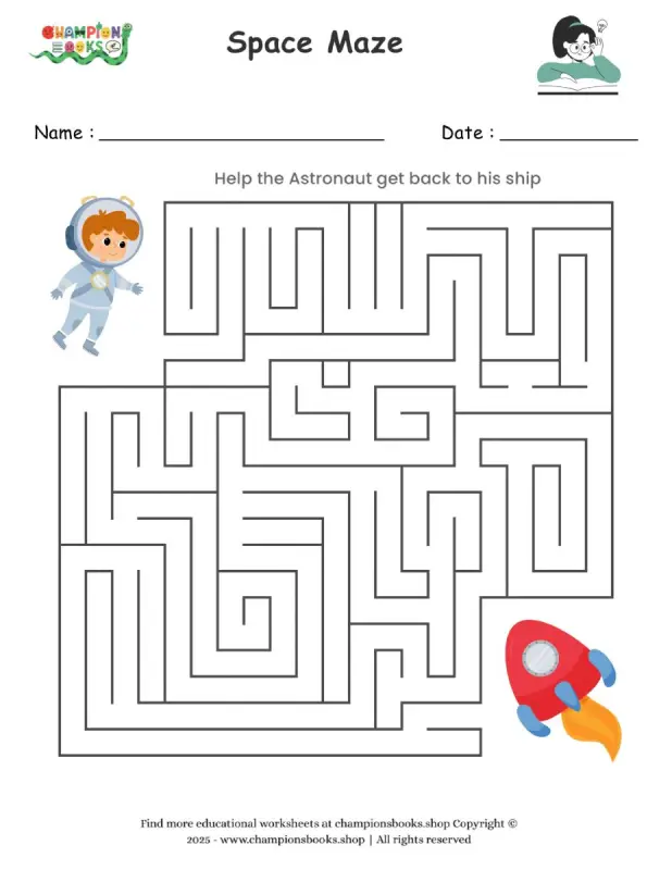 Space Maze worksheet