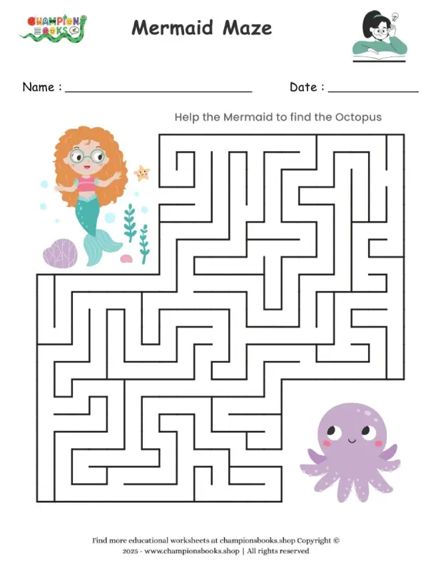 Mermaid Maze worksheet