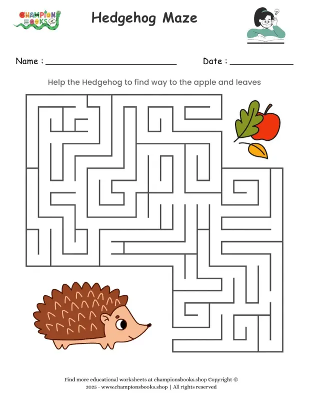 Hedgehog Maze worksheet