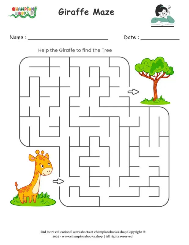 Giraffe Maze worksheet