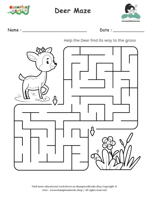Deer Maze worksheet