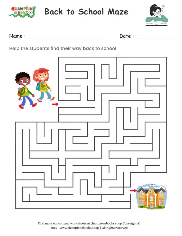 Back to School Maze Worksheet | Fun Printable for Kids
