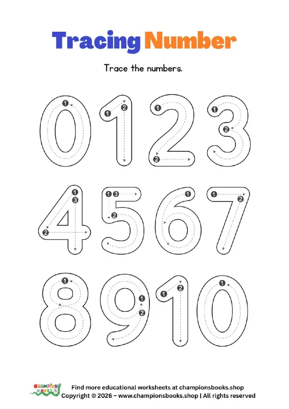 Tracing Numbers 0-10 Worksheet | Learn to Write Numbers