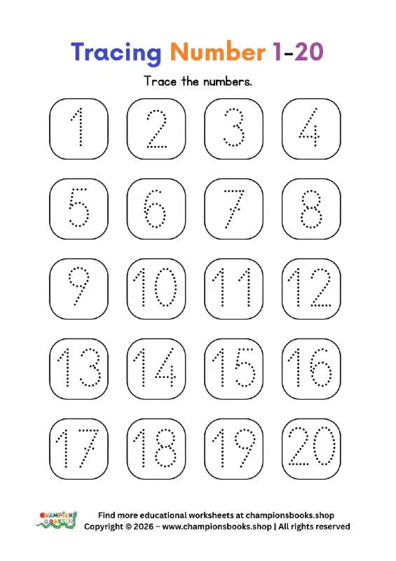 Tracing Numbers 1-20 Worksheet: Fun Practice for Kids!
