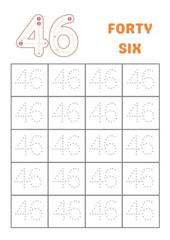 Trace Number 46 Worksheet | Kindergarten Math Practice