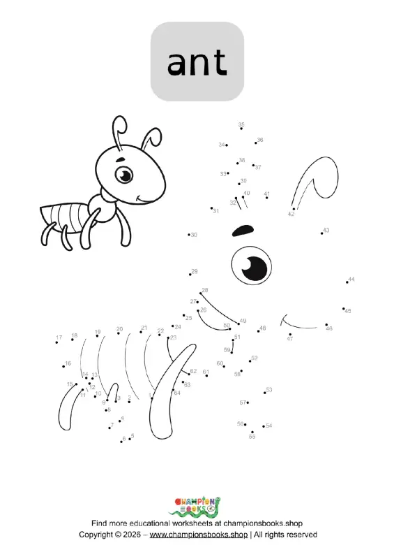 Ant Dot to Dot Worksheet for Kindergarten | Connect the Dots Activity