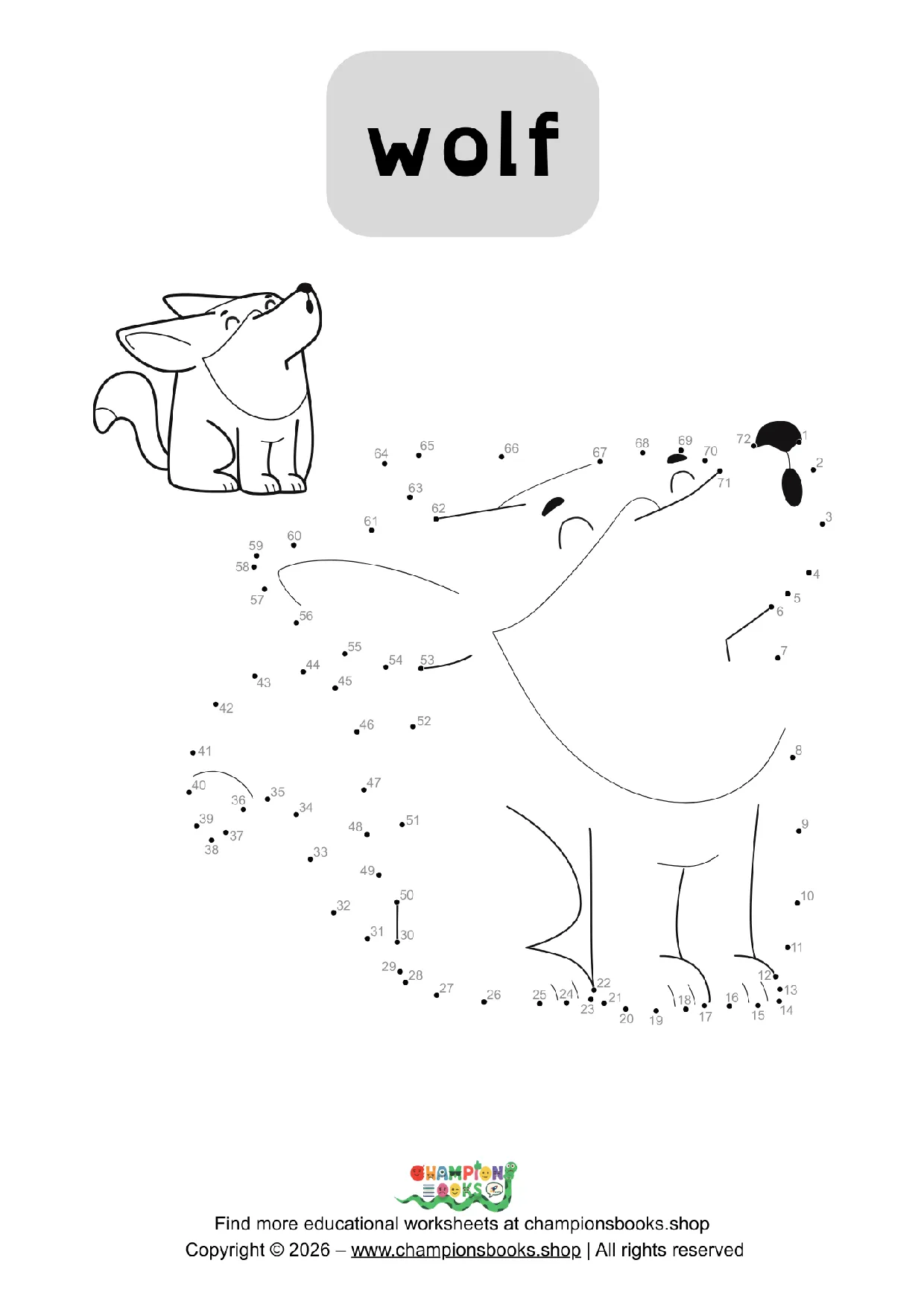 Wolf Connect the Dots Worksheet | Fun Number Activity for Kids