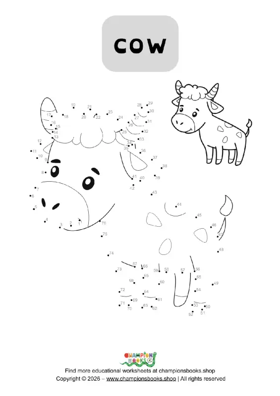 Cow Dot to Dot Worksheet | Fun Connect the Dots for Kids