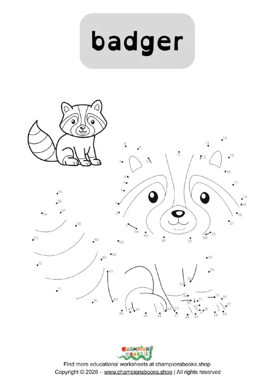 Badger Dot-to-Dot Worksheet | Connect the Dots Fun K-1