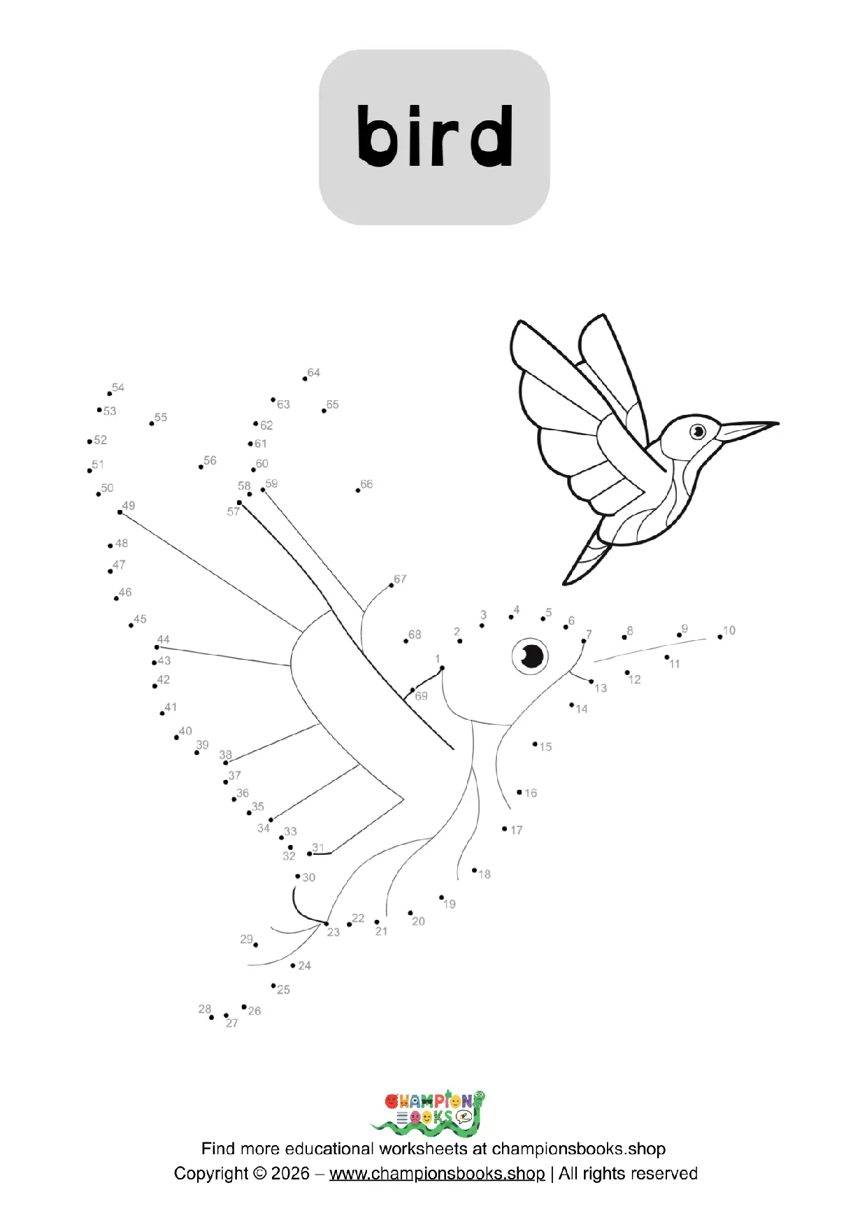 Bird Dot to Dot Worksheet for Kids | Connect the Dots Fun