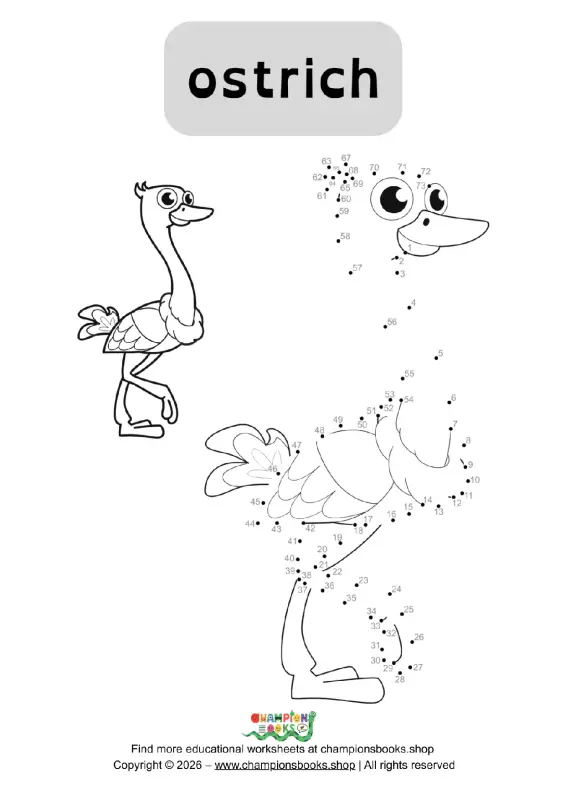 Ostrich Connect the Dots Worksheet | Fun Number Activity
