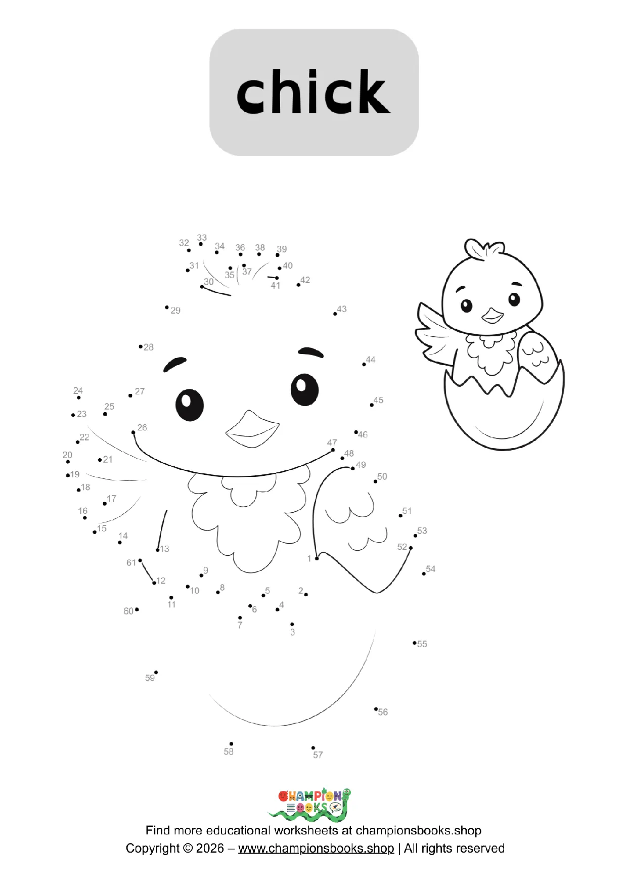 Cute Chick Dot to Dot Worksheet for Kids | Connect the Dots Fun