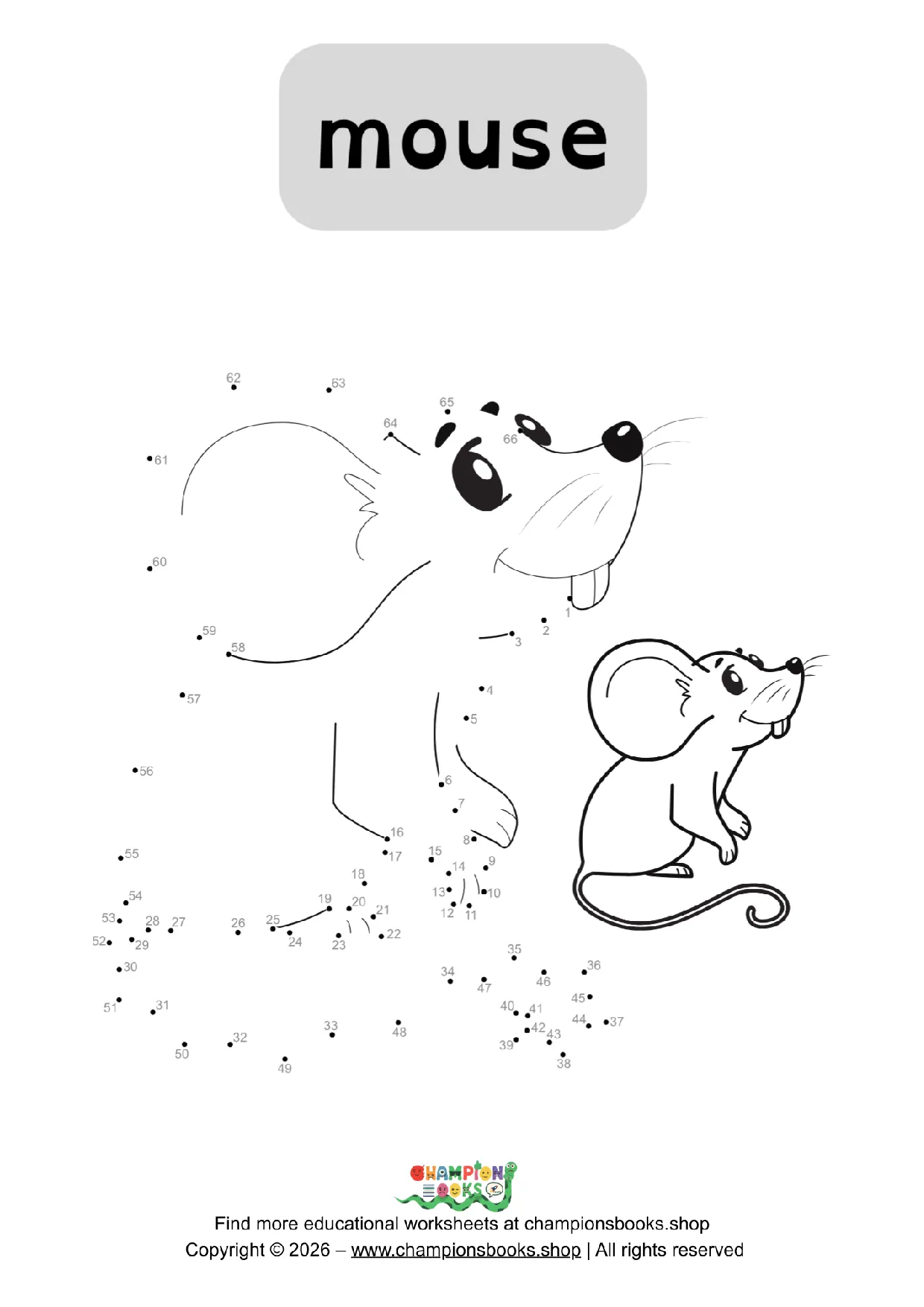 Mouse Connect the Dots Worksheet - Fun for Grade 1 Kids!