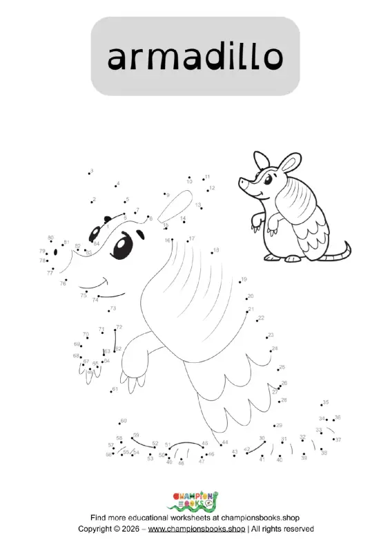 Armadillo Connect the Dots Worksheet | Fun Dot-to-Dot Activity