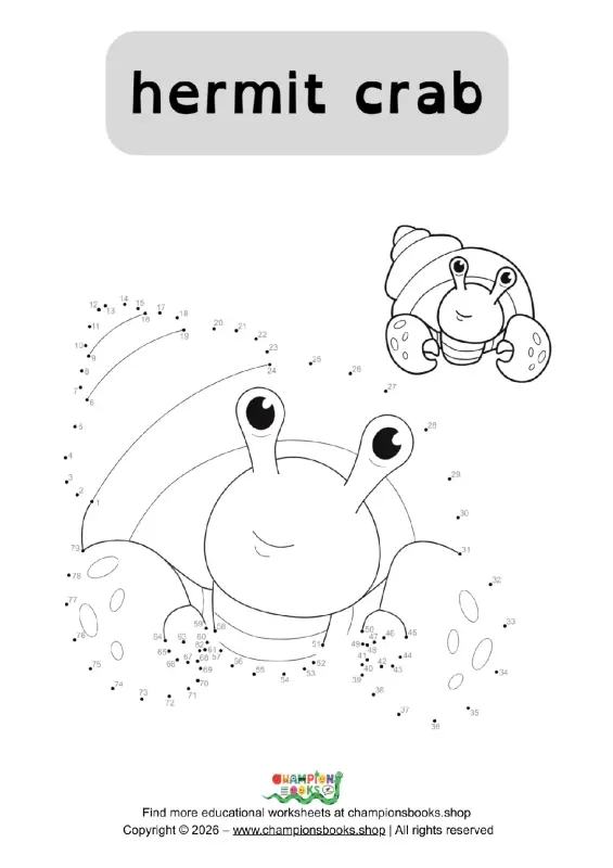 Hermit Crab Connect the Dots Worksheet | Fun Dot to Dot Activity