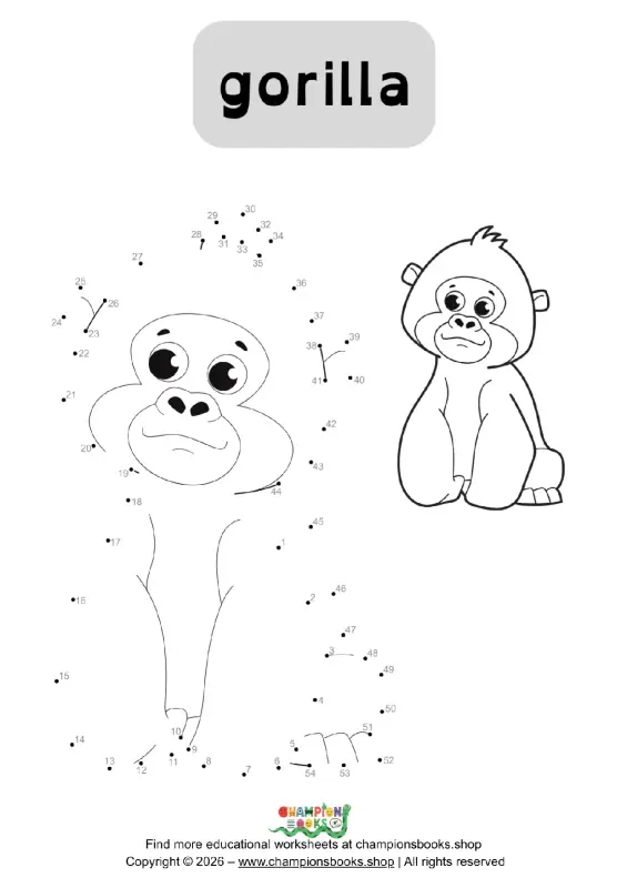 Gorilla Dot-to-Dot Worksheet | Fun Connect the Dots for Kids