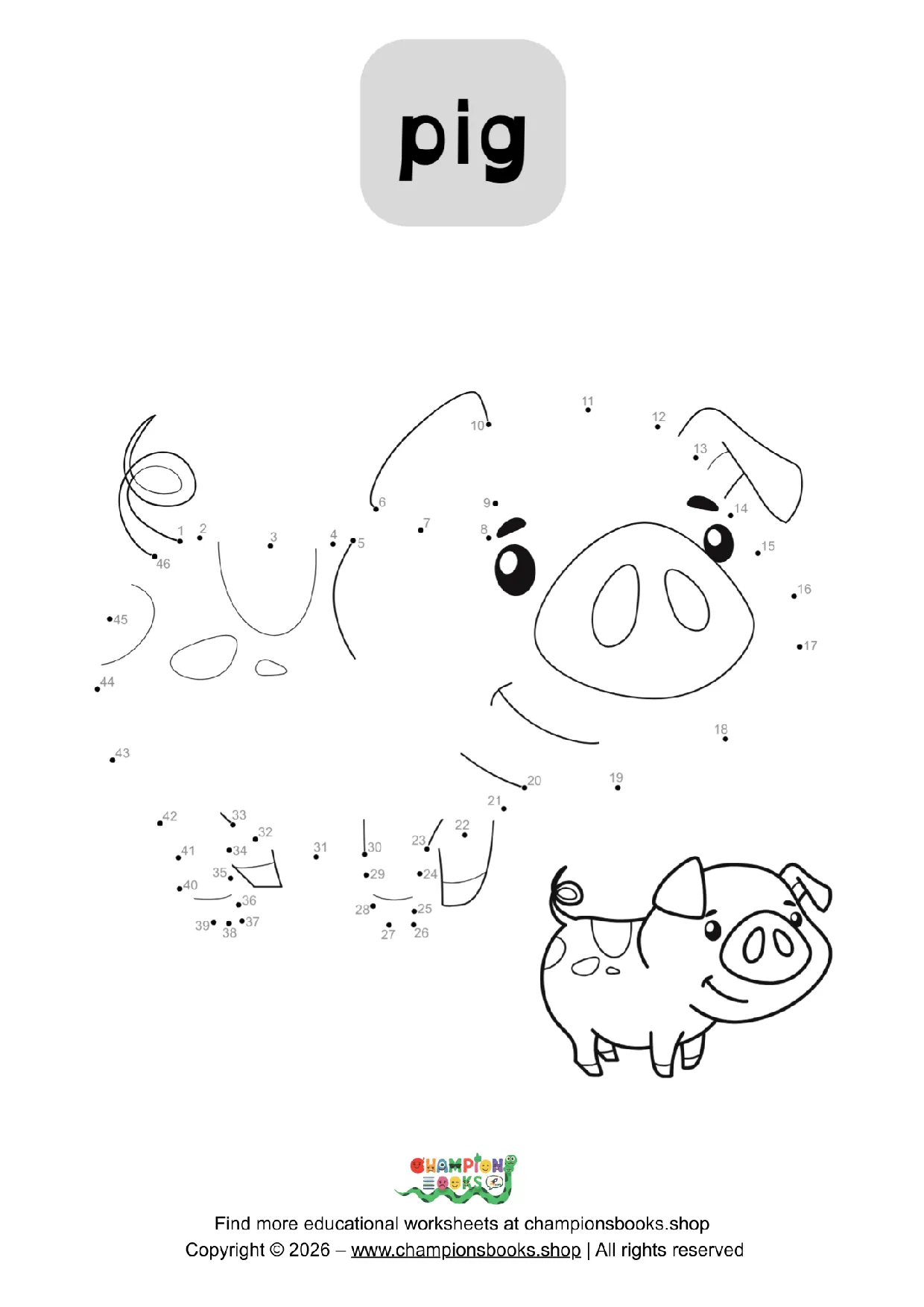 Connect the Dots Pig Worksheet: Fun for Kindergarten!
