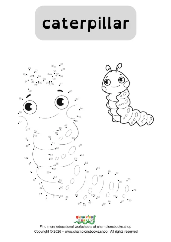Caterpillar Dot to Dot Worksheet | Fun Connect the Dots Activity