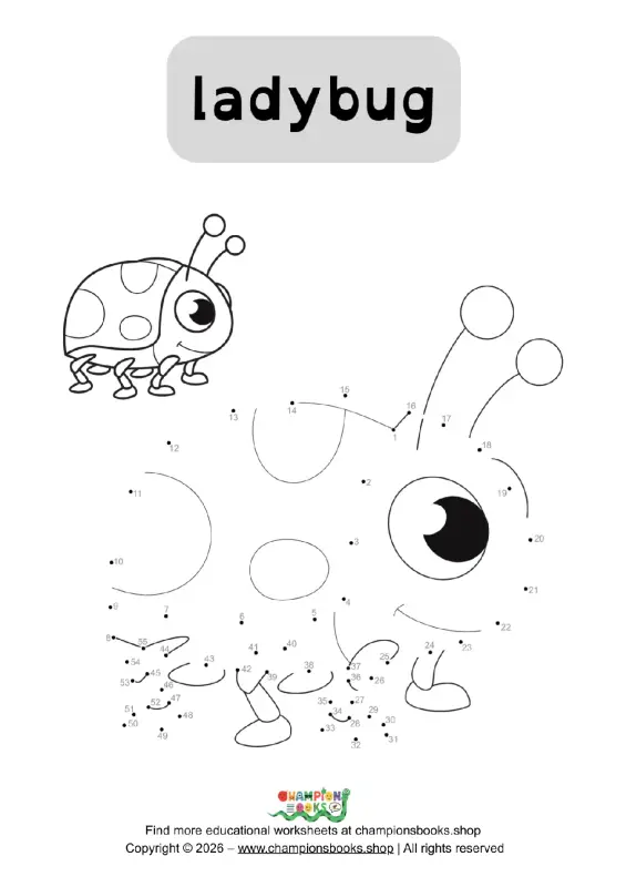 Ladybug Dot to Dot Worksheet: Fun Connect the Dots Activity