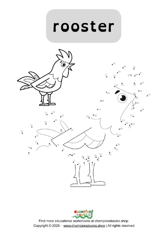 Rooster Dot to Dot Worksheet | Fun Connect the Dots Activity