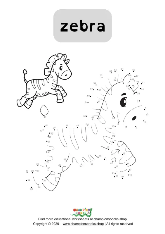 Zebra Connect the Dots Worksheet | Fun Kindergarten Activity