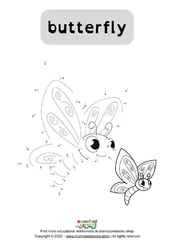 Butterfly Dot to Dot Worksheet for Kindergarten Fun!