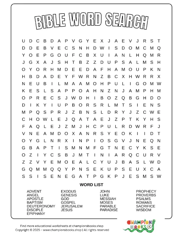 Bible Word Search Puzzle: Explore Faith & Vocabulary